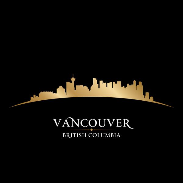 سیلوئت خط افق شهر ونکوور بریتیش کلمبیا کانادا وکتور