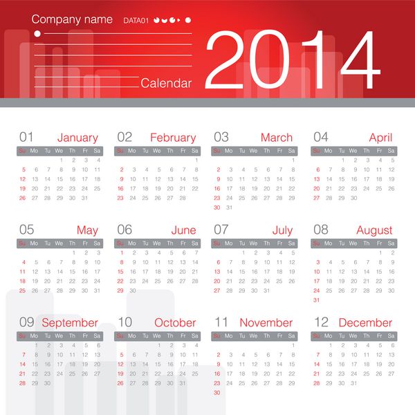طراحی ساده تقویم 2014