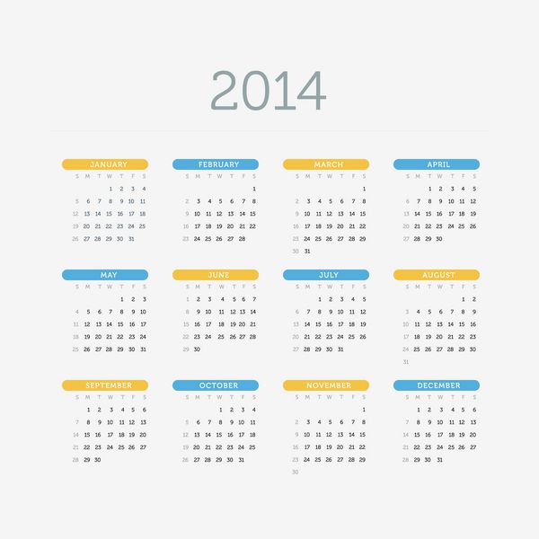 تقویم 2014 - رنگی