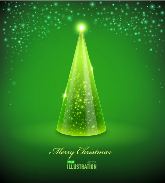 کارت کریسمس مبارک با درخت کریسمس شیشه ای وکتور