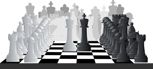 وکتور افقی سیاه و سفید از بازی شطرنج