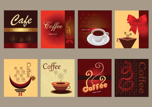 مجموعه ای از کارت های لیبل قهوه رترو برچسب های وکتور قهوه با طرح های مختلف