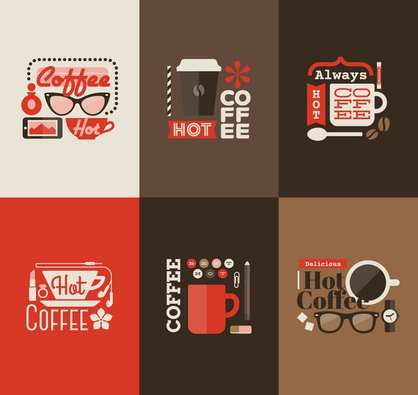 قهوه داغ عناصر طراحی مجموعه