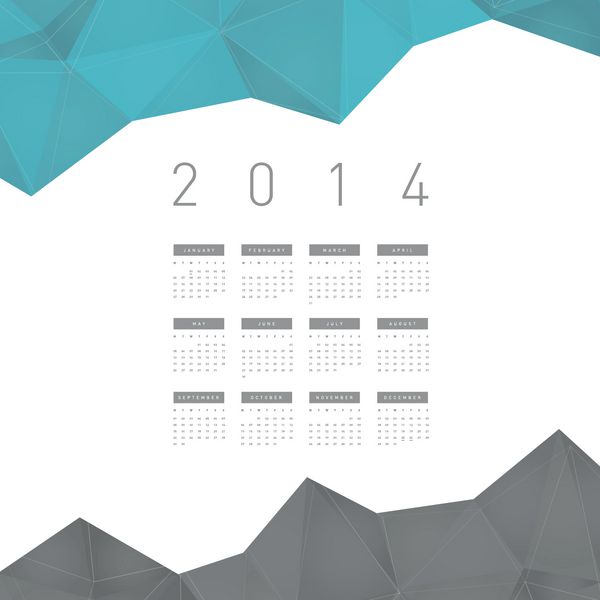 تقویم 2014 با عناصر انتزاعی