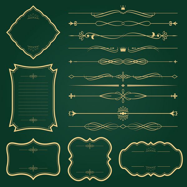 ست قاب و تقسیم کننده طلایی قدیمی عناصر طراحی خوشنویسی
