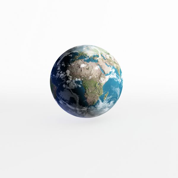 مدل زمین سه بعدی روی سفید عناصر این تصویر توسط ناسا ارائه شده است