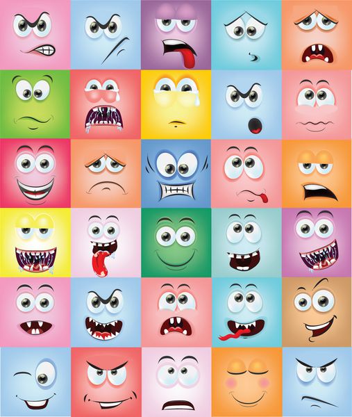 چهره های کارتونی با احساسات