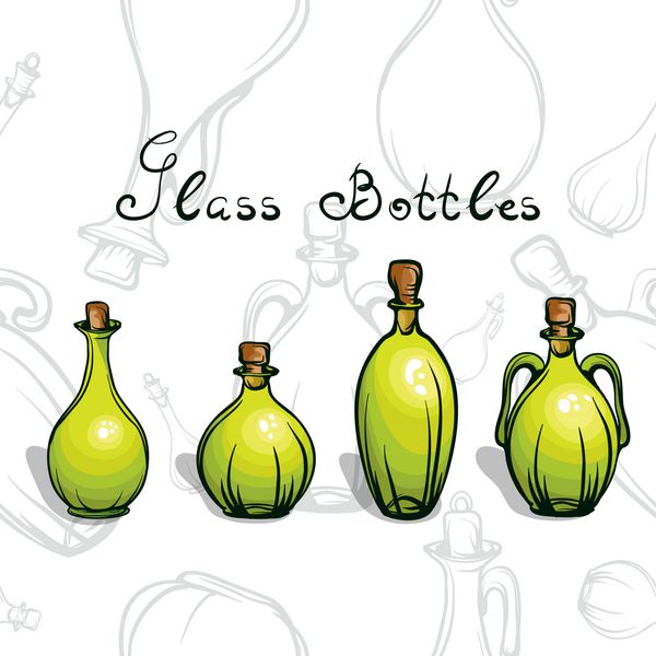 بطری های شیشه ای سبز برای نوشیدنی ها و مایعات مختلف