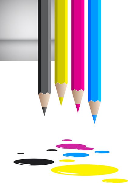 وکتور مداد رنگی مفهوم CMYK