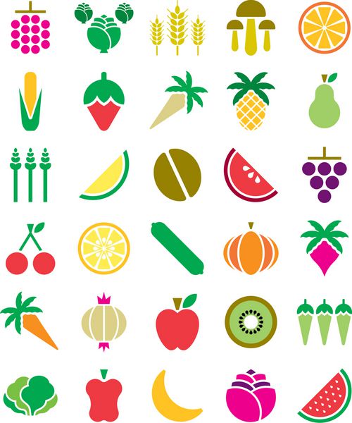 نمادهای میوه و سبزیجات