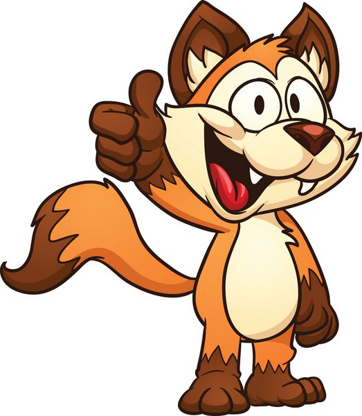 روباه کارتونی وکتور کلیپ آرت با شیب ساده همه در یک لایه