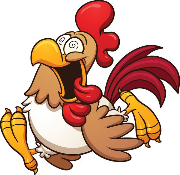 مرغ کارتونی دیوانه وکتور کلیپ آرت با شیب ساده همه در یک لایه