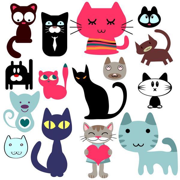 مجموعه ای از گربه های مختلف زیبا