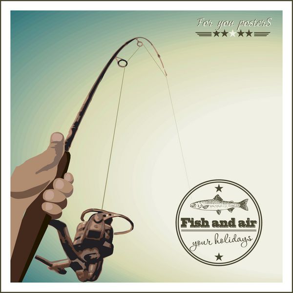 ماهیگیری در غروب آفتاب پوستر رترو
