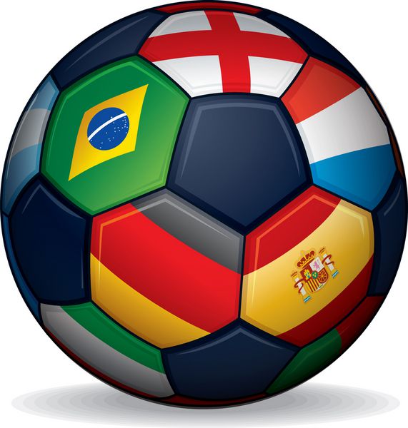 توپ فوتبال با پرچم های جهان