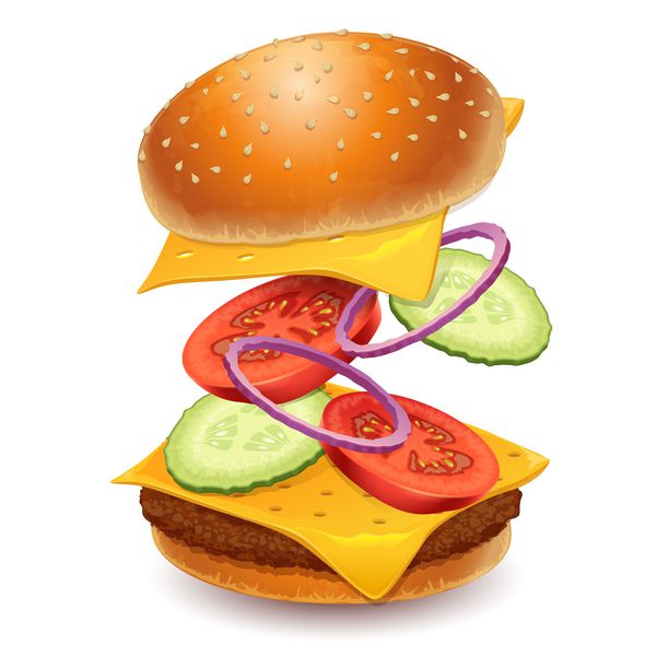 همبرگر نماد فست فود - وکتور