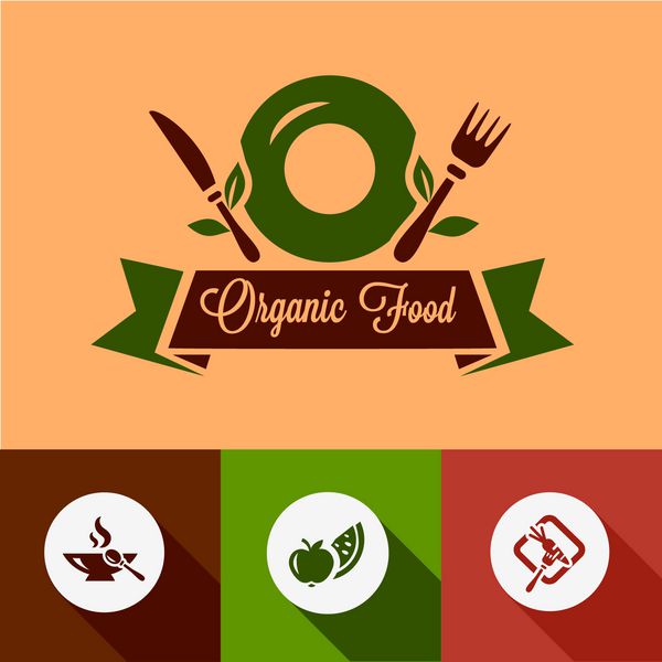 عناصر طراحی مواد غذایی ارگانیک در سبک طراحی تخت