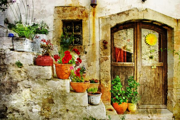 روستای زیبا به سبک یونانی - آثار هنری به سبک رترو