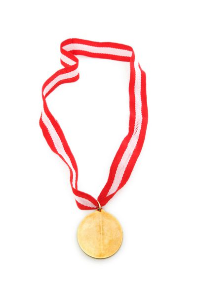مدال طلا جدا شده در زمینه سفید