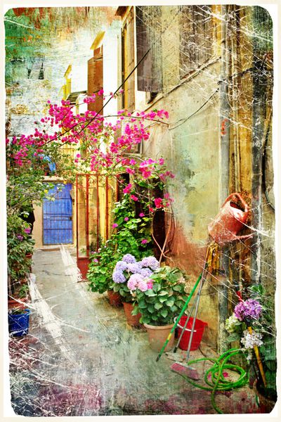حیاط های تصویری یونان - آثار هنری به سبک نقاشی رترو