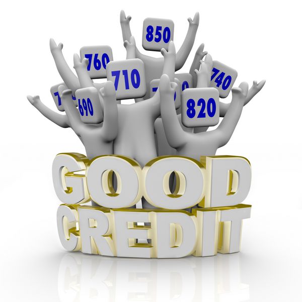 چندین نفر با نمرات اعتباری عالی پشت کلمه اعتبار خوب تشویق می کنند