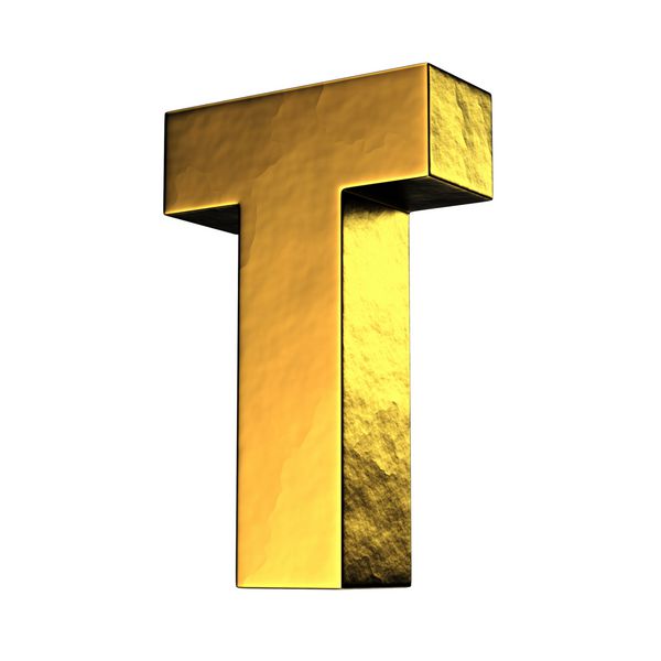 حرف T از الفبای جامد طلایی یک مسیر قطع وجود دارد