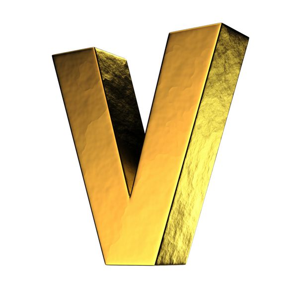حرف V از الفبای جامد طلایی یک مسیر قطع وجود دارد