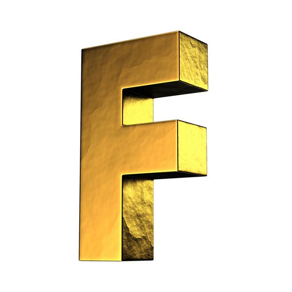 حرف F از الفبای جامد طلایی یک مسیر قطع وجود دارد