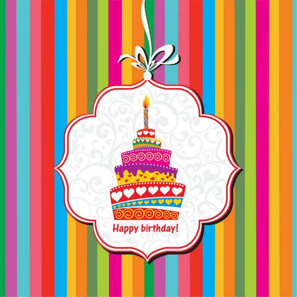 کارت تولدت مبارک کیک تولد وکتور
