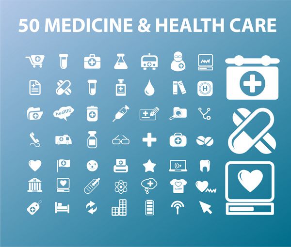مجموعه 50 آیکون مراقبت های بهداشتی پزشکی vectr