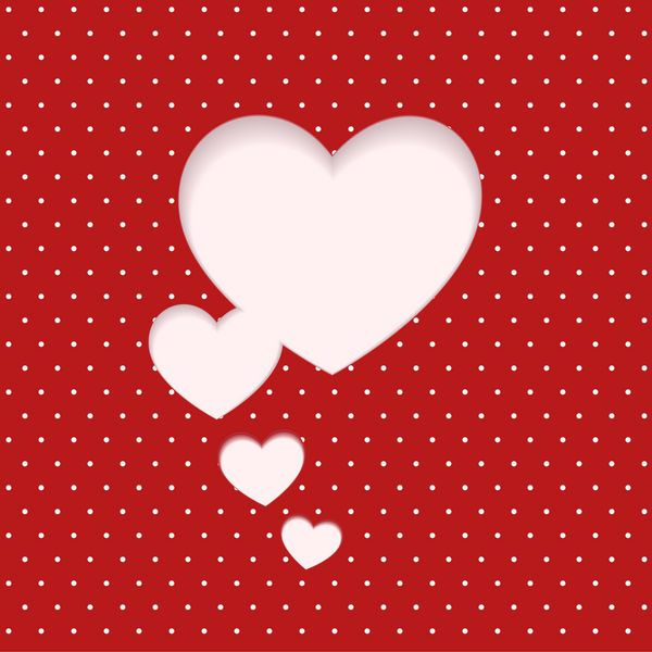 برچسب قلب بریده شده در پس زمینه نقطه پولکا کارت برای روز ولنتاین
