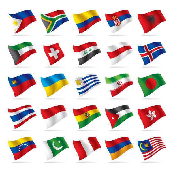 مجموعه وکتور پرچم های جهان 3