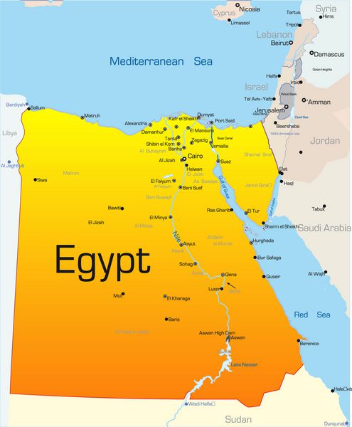 نقشه رنگی وکتور انتزاعی کشور مصر