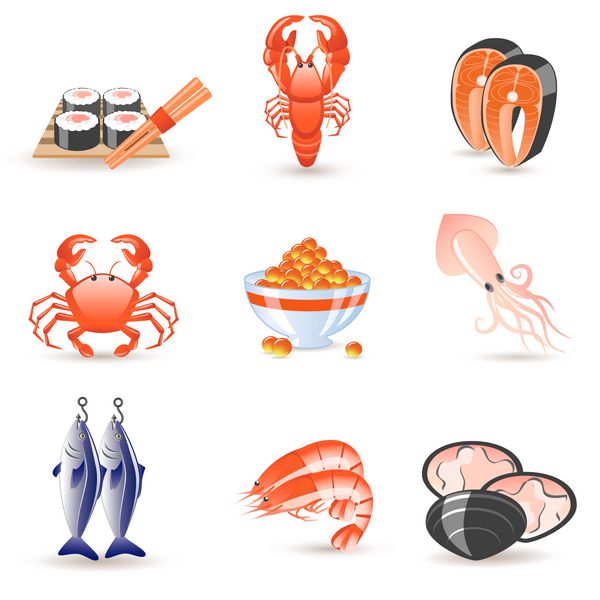 نمادهای غذاهای دریایی