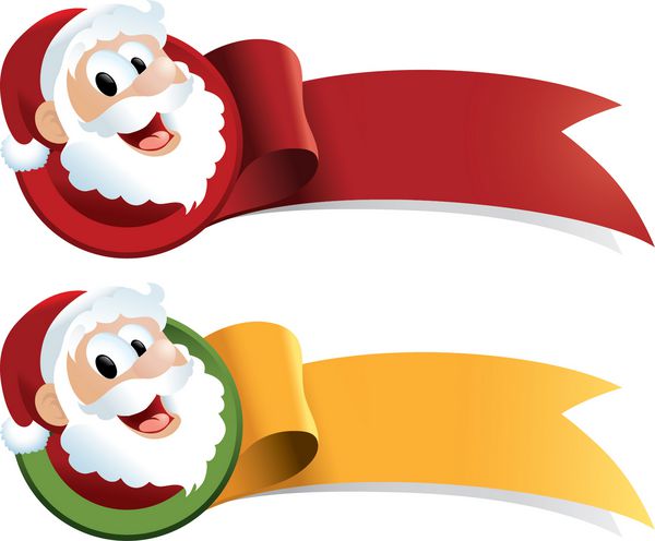 روبان کریسمس با کارتون بابا نوئل فقط متن تبلیغاتی ایده آل برای دکمه های وب برچسب ها بنرها علائم و برچسب ها
