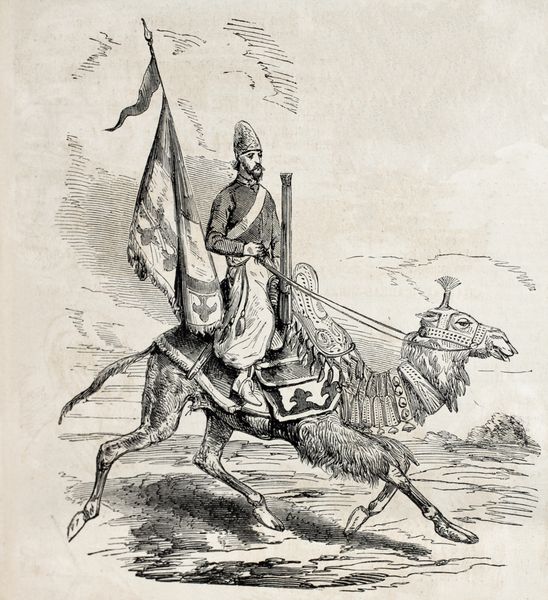 تصویر قدیمی مرد شتر توپخانه ایرانی اصل از طراحی Duhousset در LIllustration Journal Universel پاریس 1860 منتشر شد