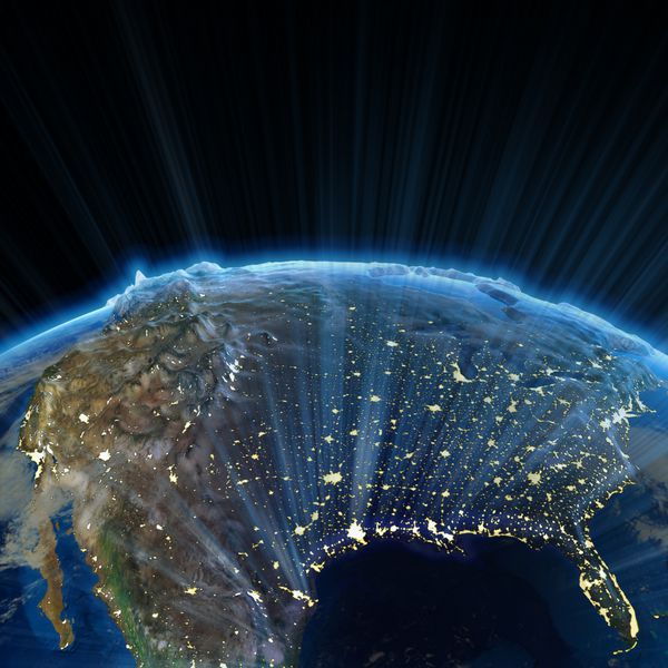 آمریکا در شب نقشه زمین از ناسا