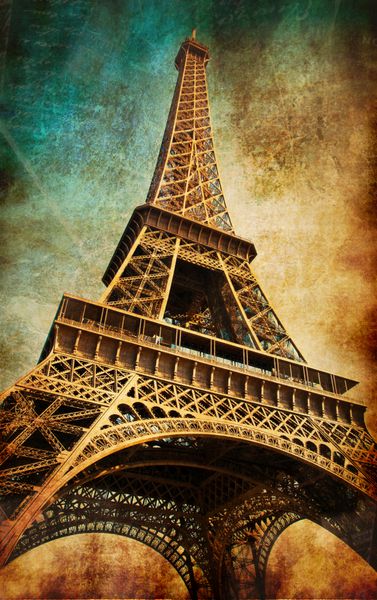 کارت پستال قدیمی با برج ایفل پاریس فرانسه