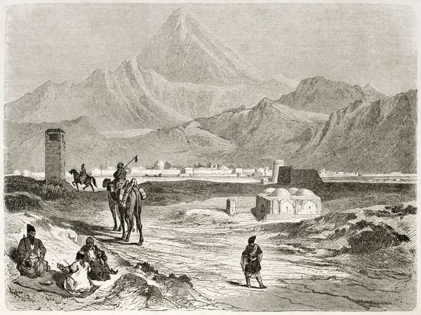 نمای قدیمی کوه دماوند ایران ایجاد شده توسط Laurens منتشر شده در Le Tour du Monde پاریس 1860