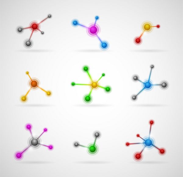 مجموعه ای از مولکول های رنگی انتزاعی