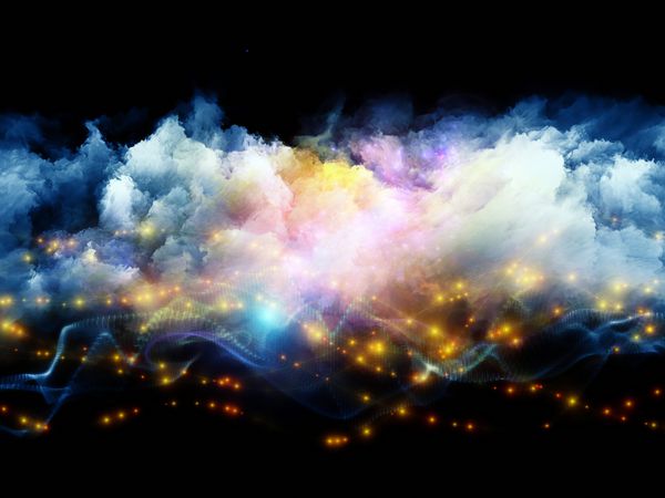 ترکیب ابرهای فوم فراکتال و نورهای انتزاعی مناسب به عنوان پس‌زمینه برای پروژه‌های هنر معنویت نقاشی موسیقی جلوه‌های بصری و فناوری‌های خلاقانه