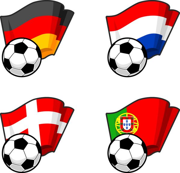 پرچم های جهان و توپ فوتبال