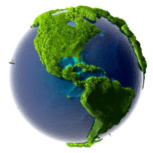 زمین با یک اقیانوس شفاف خالص کاملاً با چمن سبز سرسبز پوشیده شده است - نمادی از یک محیط زیست تمیز غنی از منابع طبیعی و شرایط محیطی خوب