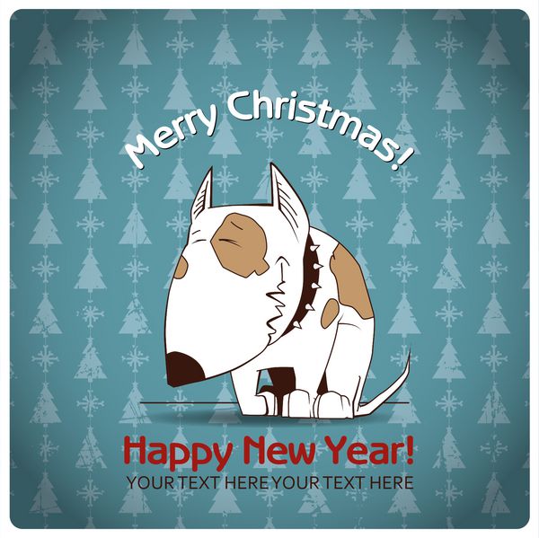 کارت تبریک کریسمس با سگ کارتونی وکتور