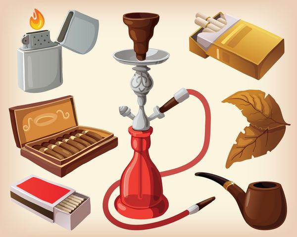 مجموعه ای از دستگاه های سیگار کشیدن سنتی