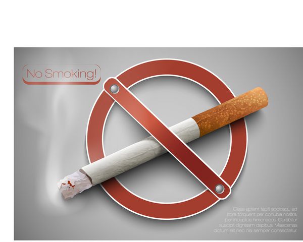 تابلوی سه بعدی سیگار ممنوع با یک سیگار واقعی