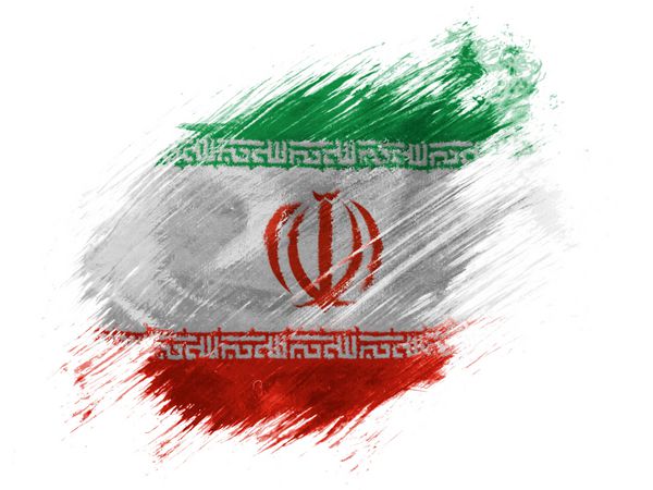 ایران پرچم ایران با قلم مو در زمینه سفید نقاشی شده است