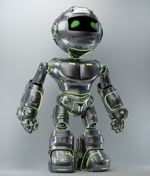 ربات فلزی خنک با خطوط سبز روشن