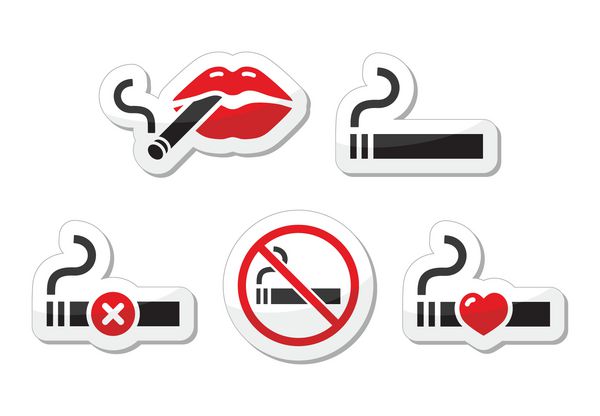 لب با سیگار بدون سیگار کشیدن آیکون بردار