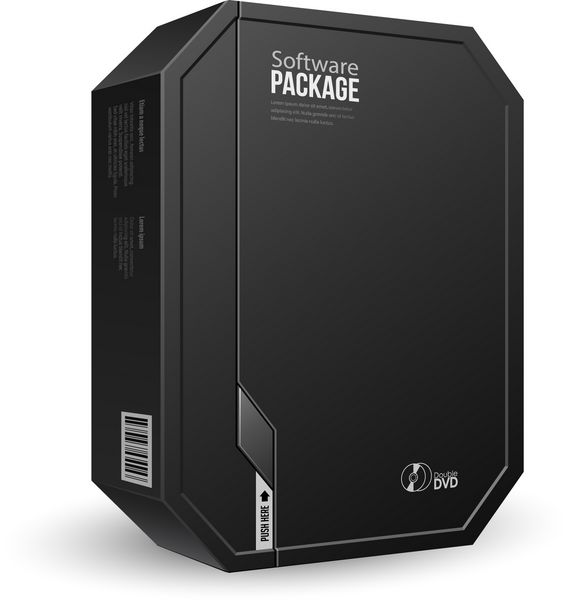 جعبه بسته نرم افزاری Octagon Modern Black با دیسک DVD یا CD برای محصول شما وکتور